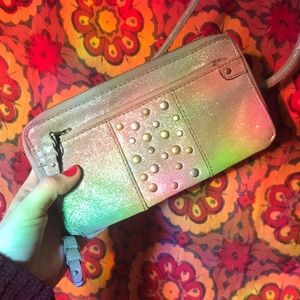 Beige Sparkly Fossil Clutch